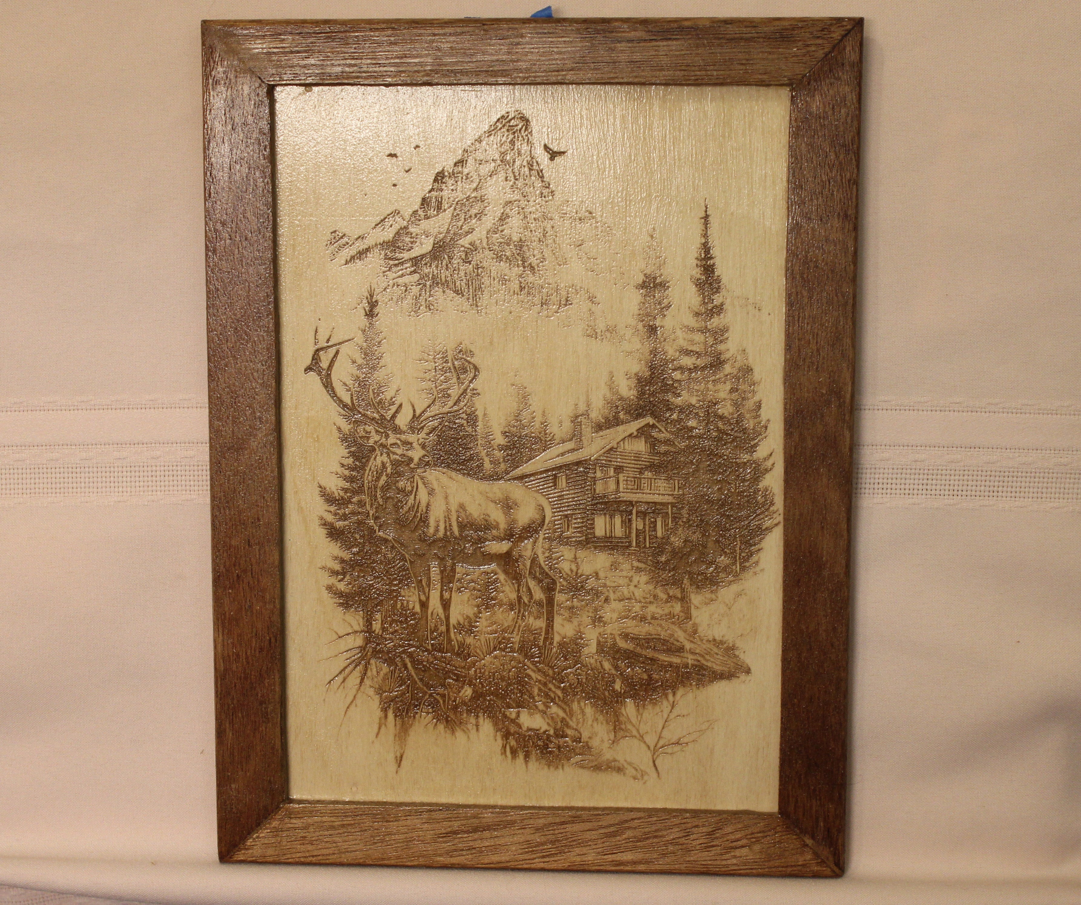 Deer, Cabin, and Mountain
